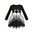 thumbnail image 1 of Robe Fille Cygne Noir Scintillant à Volants Manches Longues 4 Ans, 1 of 1
