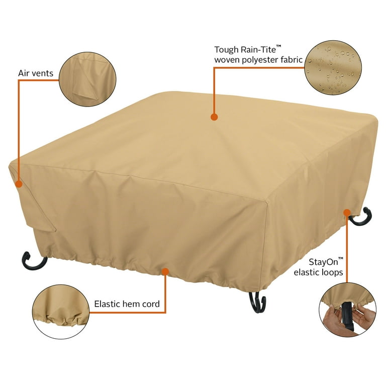 Classic Accessories Terrazzo Water-Resistant 30 Inch Full Coverage Square Fire Pit Cover Classic Accessories Terrazzo Water-Resistant 30 Inch Full Coverage Square Fire Pit Cover