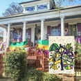 thumbnail image 4 of Jbralid Happy Mardi Gras Masquerade Mask Fleur de Lis Umbrella Garden Flag Vertical Double Sided, Holiday Party Mardi Gras Bead Lamp Yard Outdoor Decoration 12x18 Inch, 4 of 6