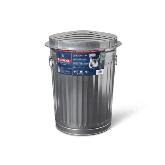 Behrens 1211 Galvanized Steel Utility/Trash Can, 20 gal.