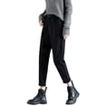 thumbnail image 1 of Pantalones harem de invierno de cintura alta y tejido grueso para mujer: poliéster, cálidos y holgados, ideales para llevar como prenda exterior en climas fríos., 1 of 4