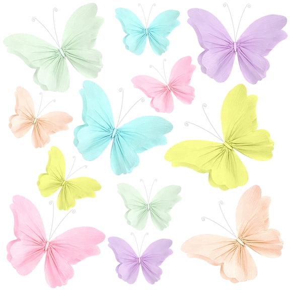Style-Carry 12 Pack 3D Paper Butterfly Decorations with Clips, 6 Assorted Colors, Butterfly Wall Décor, Home, Party and Holiday Décor