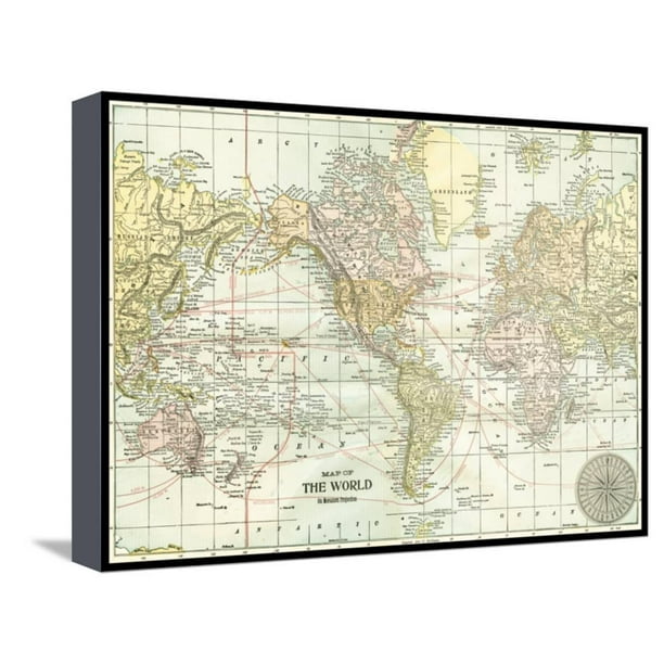 world map stretched canvas print wall art walmartcom