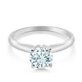thumbnail image 2 of Gem Stone King 14K White Gold Sky Blue Aquamarine Solitaire Engagement 4-Prong Ring for Women | 0.75 Cttw | Round 6MM | Gemstone March Birthstone (Size 8), 2 of 4