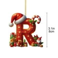 thumbnail image 3 of Luoshdecor 26 Letter Ornaments Christmas Tree Decoration,Christmas Letter Tree Hanging Pendant with v Xmas Hat,Cute Alphabet for DIY Craft Ornaments (R) 3.1in, 3 of 7