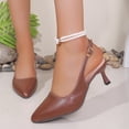 thumbnail image 5 of Miluxas Pointed Toe Slingback Kitten Heels for Women Low Heel Pointed Toe Pumps formal Dress Shoes Sling Back Heels Brown 7.5(40), 5 of 5