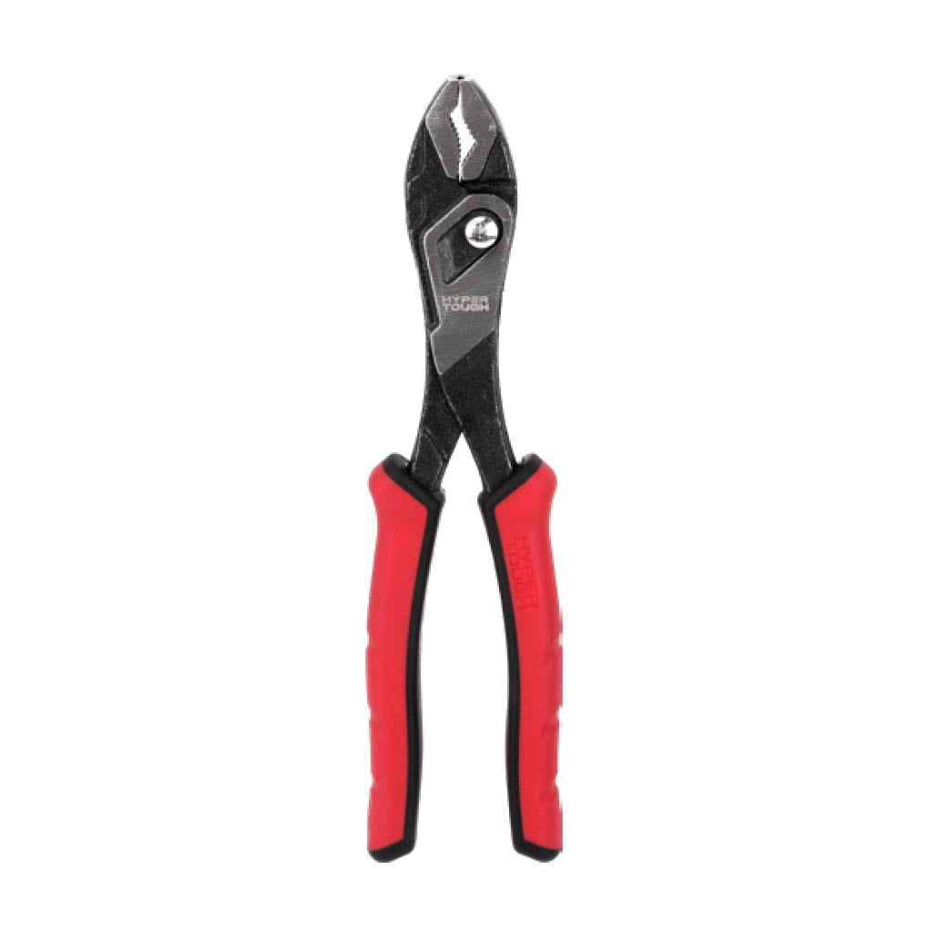 Hyper Tough 8-inch Push-button Slip-joint Pliers with Dual Material Comfort Grips