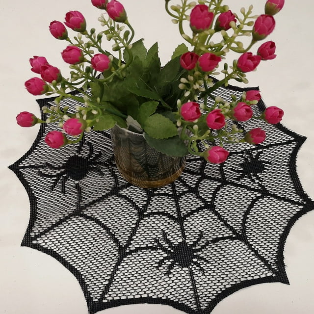 Fridja Halloween Web Lace Table Mat Spooky Table Placemats Set of 4 Place Mats for Kitchen Table Runner Halloween Party Decorations Halloween Ornament Halloween Decor Party Supplies