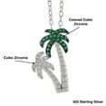 thumbnail image 4 of Silver Palm Tree Necklace with Cubic Zirconia Stones - 925 Sterling Silver -  Colored Tropical Tree Pendant - Adjustable Silver Necklace 16”-18” Included!, 4 of 5