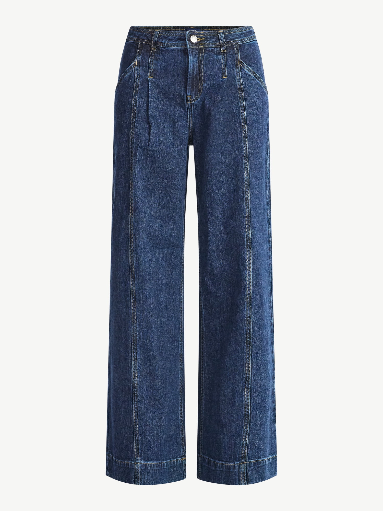 Scoop Women’s Pleated Wide Leg Jeans, Sizes 0-18