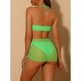 thumbnail image 3 of DARING DIVA Women's Ring Linked Bikini Sets, 3-Piece Swimsuits M Fluorescent Green, 3 of 6