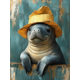 thumbnail image 1 of Qisvanset 12x16 Inch With Frame 2D Flat Wall Art Whimsical Manatee Funny Quirky Nursery Home Wall Decor, 1 of 8