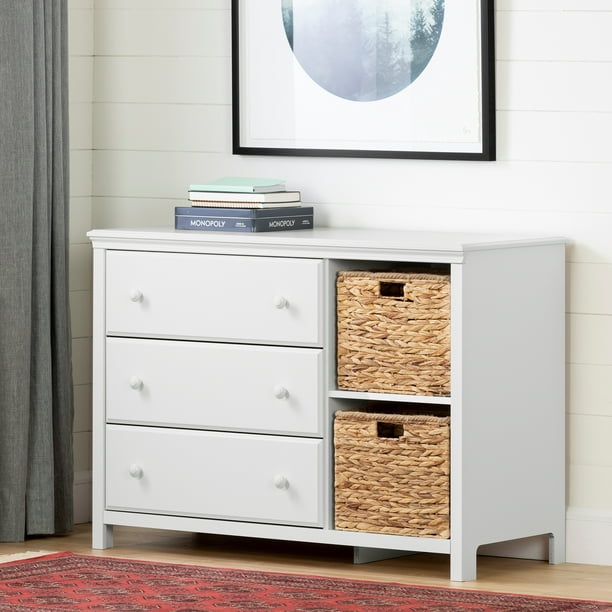 South Shore Cotton Candy 3 Drawer Dresser With Baskets White