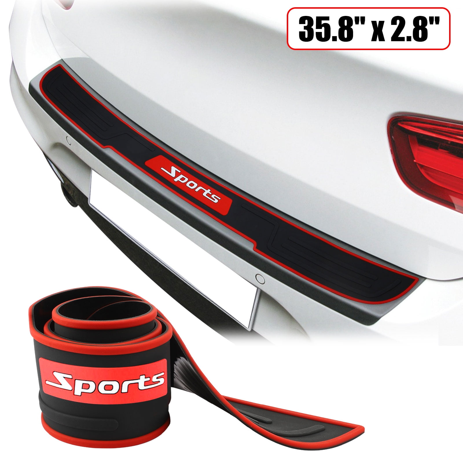 Car Rear Bumper Guard Protector, TSV Universal Rubber Door