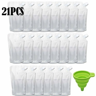 21 Pcs Liquor Flasks Cruise Pouch Reusable Sneak Travel Drinking Alcohol Flask Concealable Plastic Flasks bags with Funnel (16 oz)