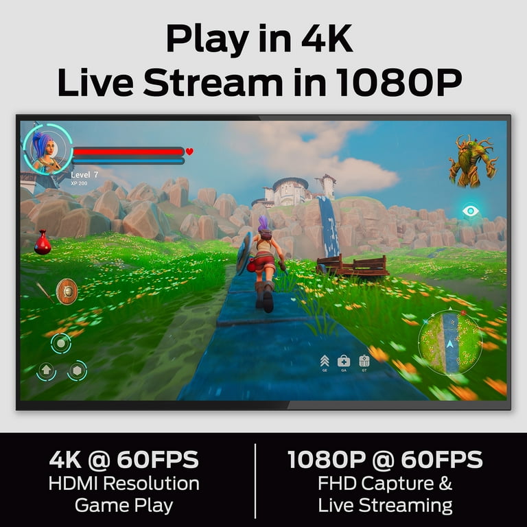 Monster 4K Black Audio Video USB 3.0 HDMI Capture Card, Record High Quality Videos, Live Stream