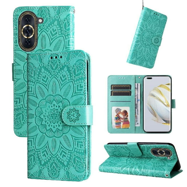 Funda tipo cartera GANGXUN para Huawei Nova 10 , diseño girasol, cuero PU, soporte, cierre magnético, tarjetero
