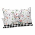 thumbnail image 2 of Easter Pillow Covers Queen, Spring Watercolor Bunny Eggs Flower Black Plaid Soft Brushed Microfiber Breathable Throw Pillow Covers, Pillowcase with Zipper for Couch Sofa Bedroom Living Room 20"x30", 2 of 9