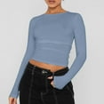 thumbnail image 2 of AherBiu Crop Tops pour Femmes Manches Longues Sexy Ajusté Extensible Chemises Automne Confortables Sorties Tee Tops, 2 of 4