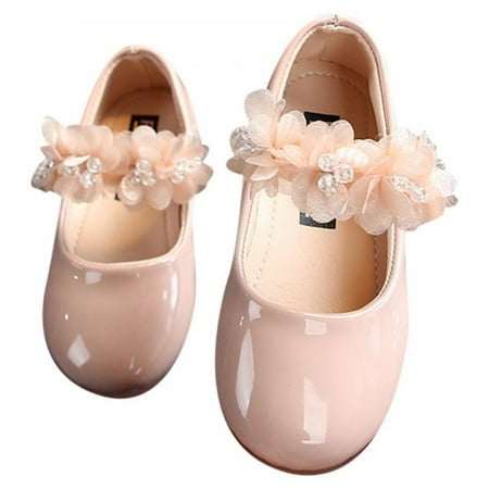 

Girls Flower Single Princess Flat Shoes Leather Sandals