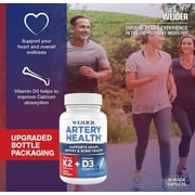 Weider Artery Health - Artery Flexibility & Heart Health - With Vitamin K2, D3 & Ginger - Bone & Immune Support* - Gluten Free & Vegan - 30 Veggie Capsules