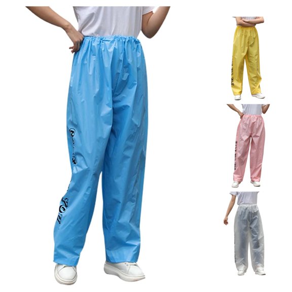 LIIPEE Casual Rain Pants For Women Fashion Graphic Elastic Waist Loose Pants Ladies Lightweight Portable Waterproof Trousers,One Size