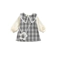 thumbnail image 1 of Kmbangi Girl Plaid Print Clothes Set Mesh-joint Midi Dress+Flower Shaped Bag, 1 of 7