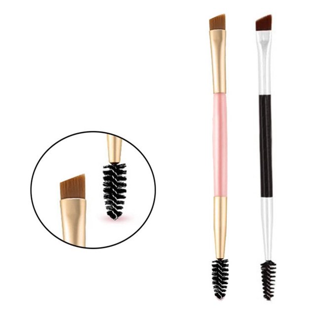 Brocha y espiral para cejas de doble extremo: brocha para cejas en ángulo para una aplicación y mezcla precisas del polvo para cejas JAMW Sencillez