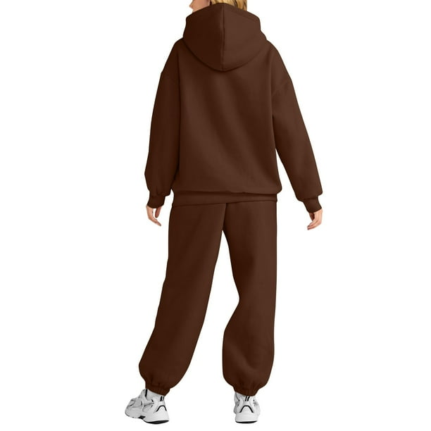 bbyeadc Brown Teen Girls' 2 Piece Set Casual Oversized Lounge