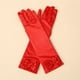 thumbnail image 1 of Zhuge Guantes de princesa, guantes largos de satén blanco para niña, con lazos de diamantes para disfrazarse de princesa, para cumpleaños, bodas, fiestas de disfraces, color rojo, 1 of 3