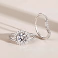 thumbnail image 6 of SFTING S925 Sterling Silver 1.5CT Solitaire Halo Engagement Wedding Rings And Eternity Band Set for Women Size 6, 6 of 8