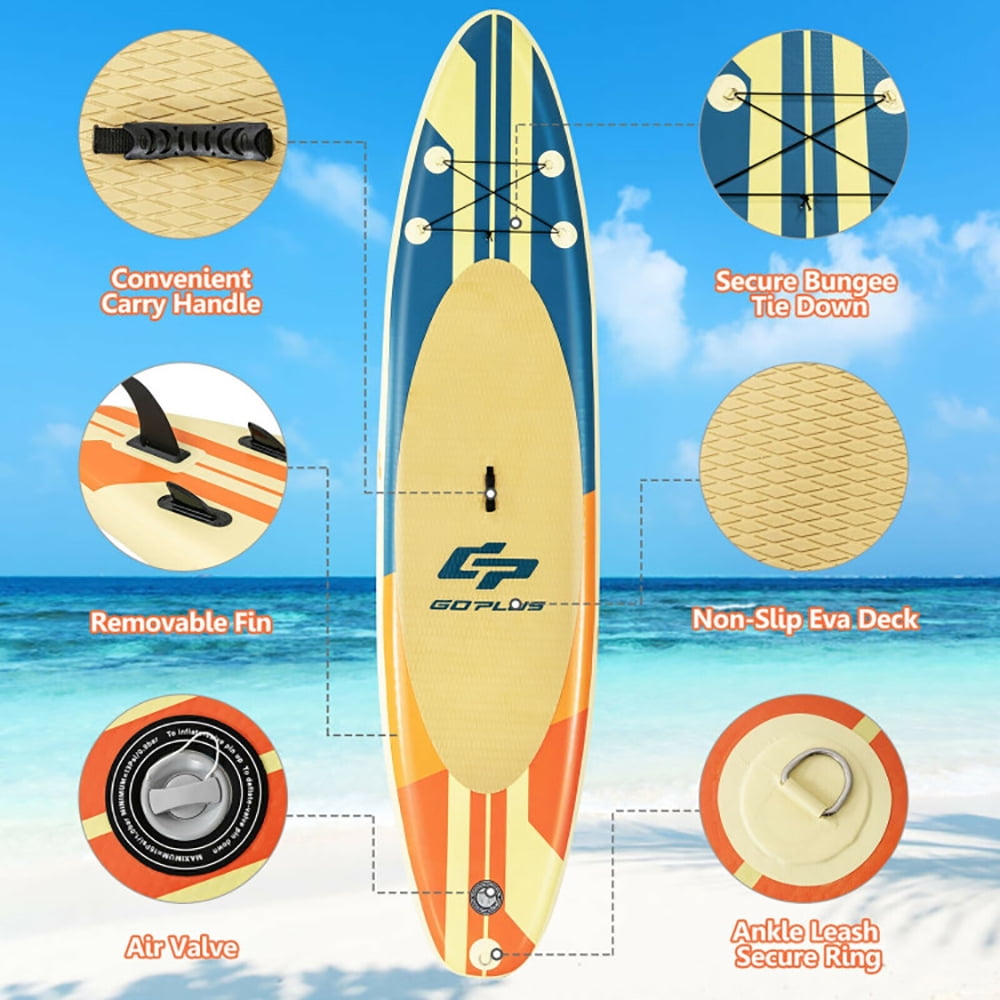 Demifill Paddle Board, Inflatable Stand Up Paddle Board, Inflatable Stand Up Paddle Board Surfboard with Bag Aluminum Paddle and Hand Pump-L, for Youth and Adult, Yellow