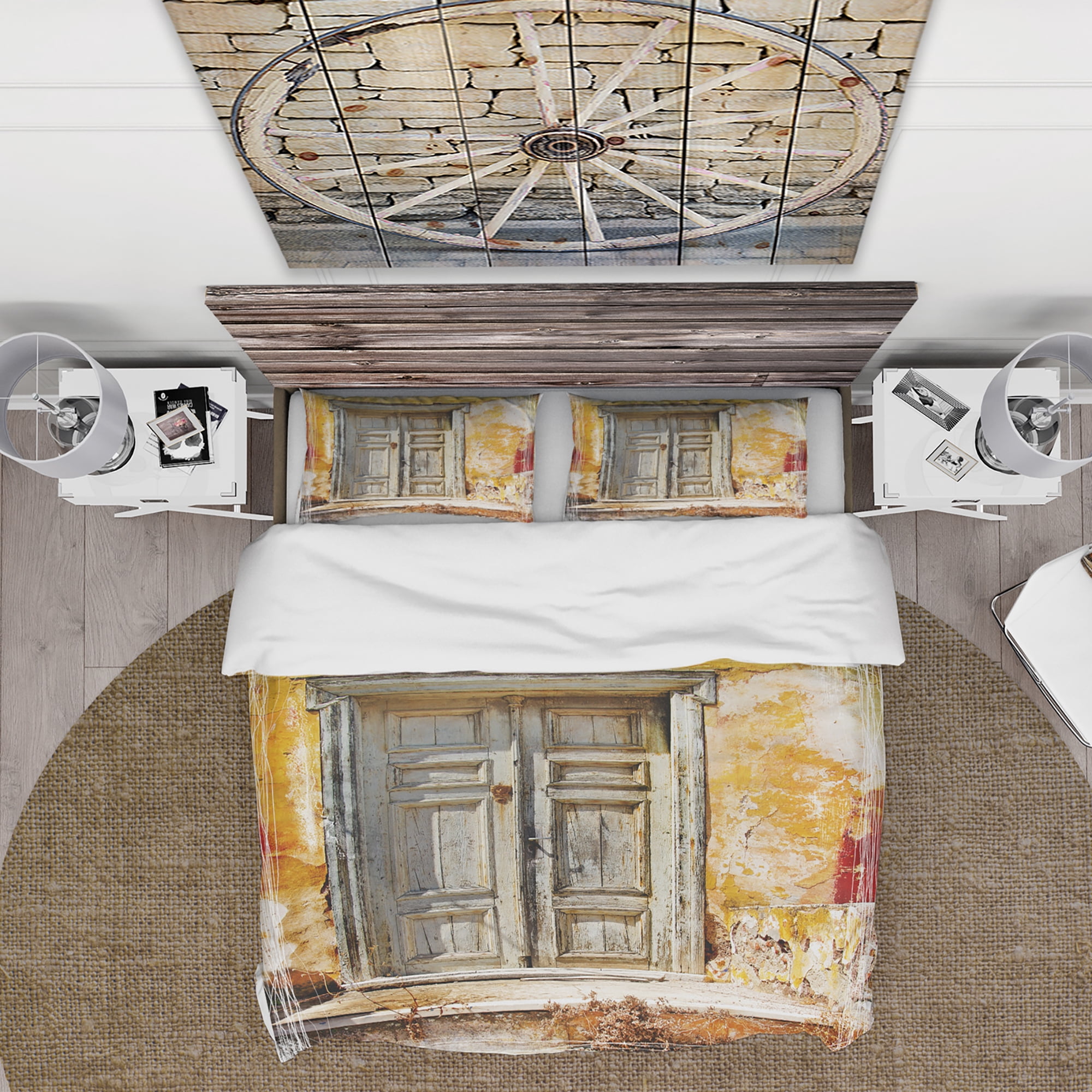 Designart 'Old Traditional Greek Doors' Vintage Duvet Cover Set