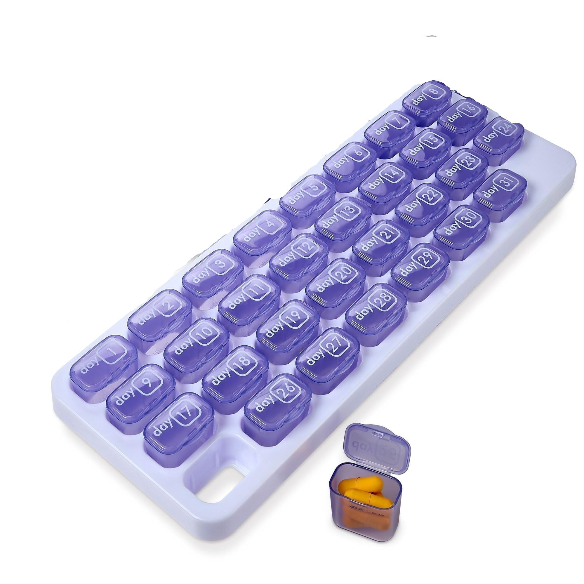 WANGQI Monthly Pill Organizer -  31 Day Pill Organizer with Large Removable Medication Pods, Portable Pill Case Box and Holder for Daily Medicine and Vitamins for Travel