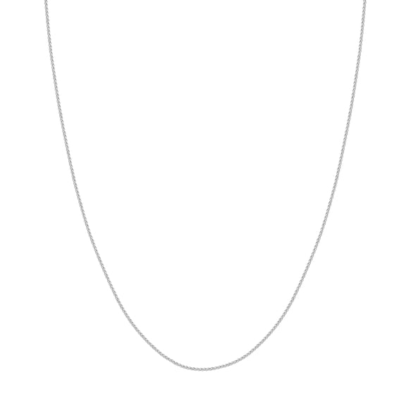 14K White Gold Women's 16" 1.05mm Round Wheat Chain Necklace