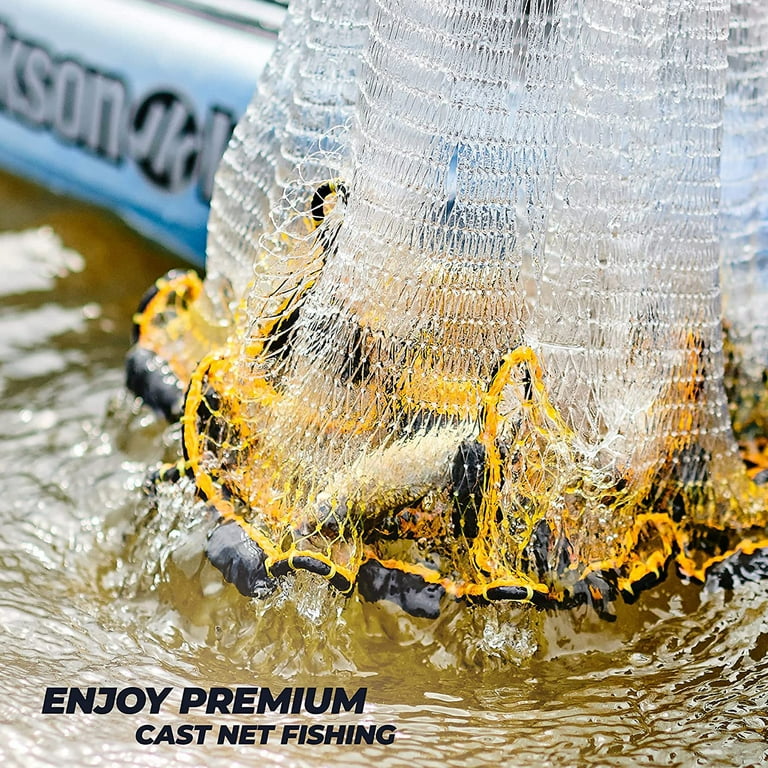 Victorem Throw Cast Net Fish Trap with Bait Bucket and Repair Kit for  Saltwater Fishing