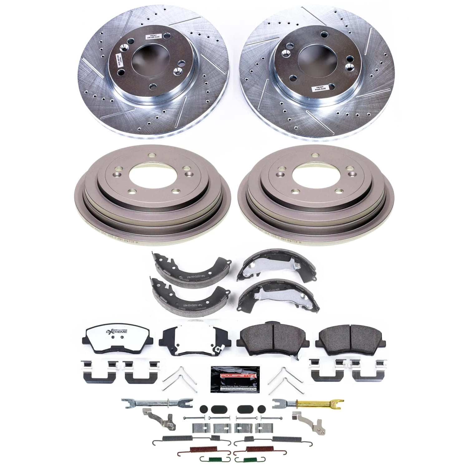 PowerStop Front and Rear Z23 Evolution Sport Brake Pad Rotor Drum and Shoe Kit Fits: HYUNDAI KIA Select Models K15502DK