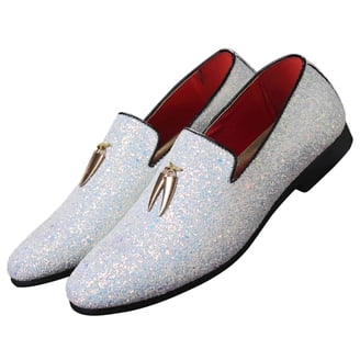 Men\'s Silver Glitter Slip-On Loafers with Red Interior Men main image 2