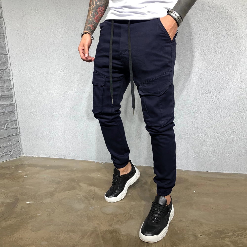 Coolred-Men Fashion Faded Regular-Fit Zipper Beam Foot Jeans Trousers
