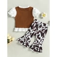 thumbnail image 4 of Suealasg Toddler Baby Girls Western Clothes Short Sleeve Cow Head Print T-Shirts and Floral Print Flare Pants 6M 1T 2T 3T Kids Girls Summer 2Pcs Outfits, 4 of 8