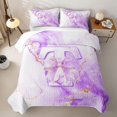 thumbnail image 2 of Manfei Cute Monogram T Quilt King,Pretty Bownot King Coverlet Set,Purple,3pcs, 2 of 7