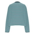 thumbnail image 5 of SMihono Womens Fashion Striped Shirts Casual Crewneck Long Sleeve Shirt Baggy Cropped Tops Y2K Tops Lounge Tees Blue XL, 5 of 8