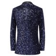 thumbnail image 4 of Traje de hombre con lentejuelas que cambian de color, para bar, discoteca, actuación en el escenario, presentador, cantante, chaqueta azul marino, 4 of 5