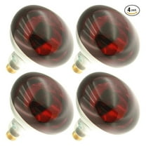 Infrared Red Heat Bulbs 250R40/10 - 250W 130V R40 Base E26 Medium Screw - 5000 Hour Life - 4 Pack