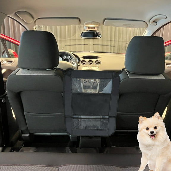 Unique Bargains Dog Car Net Barrier Secure Dog Car Barrier Behind Front Seat Mesh Separator for Dogs Dog Net for Car Back Seat Barrier for SUVs and Trucks Black