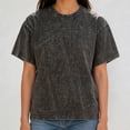 thumbnail image 2 of Tops for Women Short Sleeve Washed Graphic Casual Basic Summer Loose T Shirts Black 4XL, 2 of 4