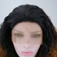 thumbnail image 4 of Unique Bargains Lace Front Wigs for Women 24" Black Gradient Matte Brown Long Water Wave with Wig Cap, 4 of 8