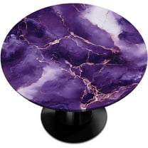 Purple Modern Marble Round Tablecloths with Elastic Edge Fitted Round Table Cloth Small Wipeable Washable Circle Table Covers for Dinner Patio Party Indoor Outdoor Kitchen Decor (Fit 36-44 In)