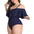thumbnail image 1 of S-5XL Plus Size Swimwear Ruffled One Piece Swimsuit off the Shoulder Bathing Suit, 1 of 11