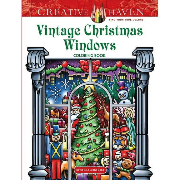Adult Coloring Books: Christmas: Creative Haven Vintage Christmas Windows Coloring Book (Paperback)